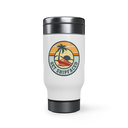 Get Shipfaced - White Stainless Steel Travel Mug with Handle, 14oz