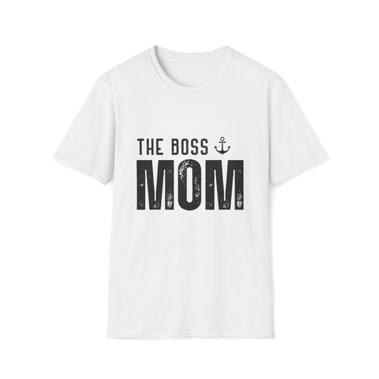 MOM... The Boss Black Text - Unisex Softstyle T-Shirt